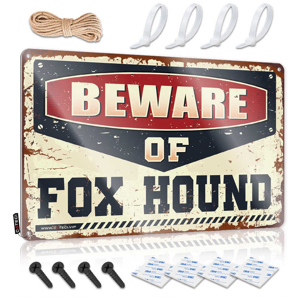IBWNBBUSN Room Accessories For Teen Boys Beware Of Fox Hound Sign Man Cave Decorations Funny Door Signs(30X40CM)