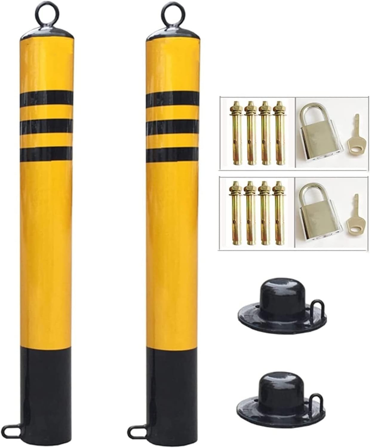 CukUJH Parking Guardrails Pack of 2 Driveway Security Bollards Separable Mobile Post Parking Barrier(76x650mm)