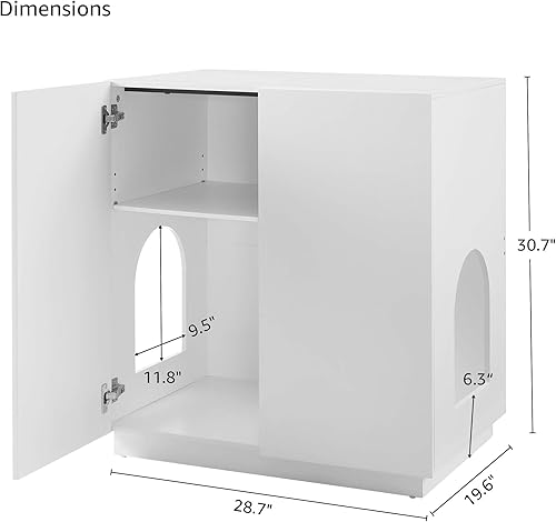 Vista 71 de unipaws – Banco de almacenamiento y orinal para gatos, cubierta de caja de arena con estructura de madera resistente, almacenamiento amplio, fácil