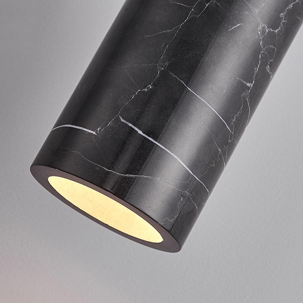 Moderno Lampadario A Sospensione Lineare in Tubo Lungo Nero in Ottone per Cucina Tavolo da Pranzo Bagno in Marmo Alabastro Vetro Bar