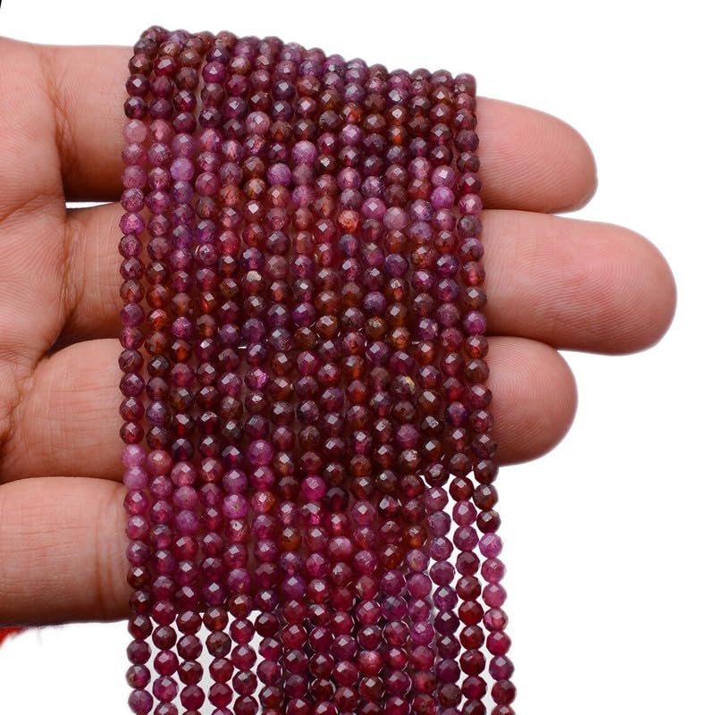 Rubis de Birmanie AAA+ micro perles à facettes de qualité précieuse pour joaillerie