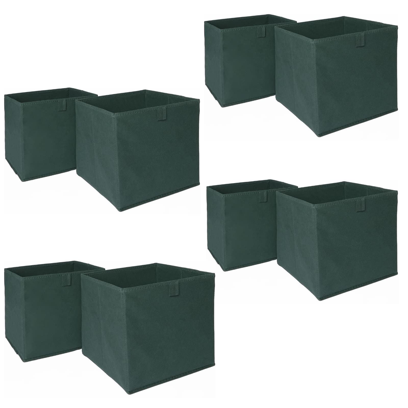 OHS Pack of 8 Plain Folding Storage Boxes - Dark Green - One Size
