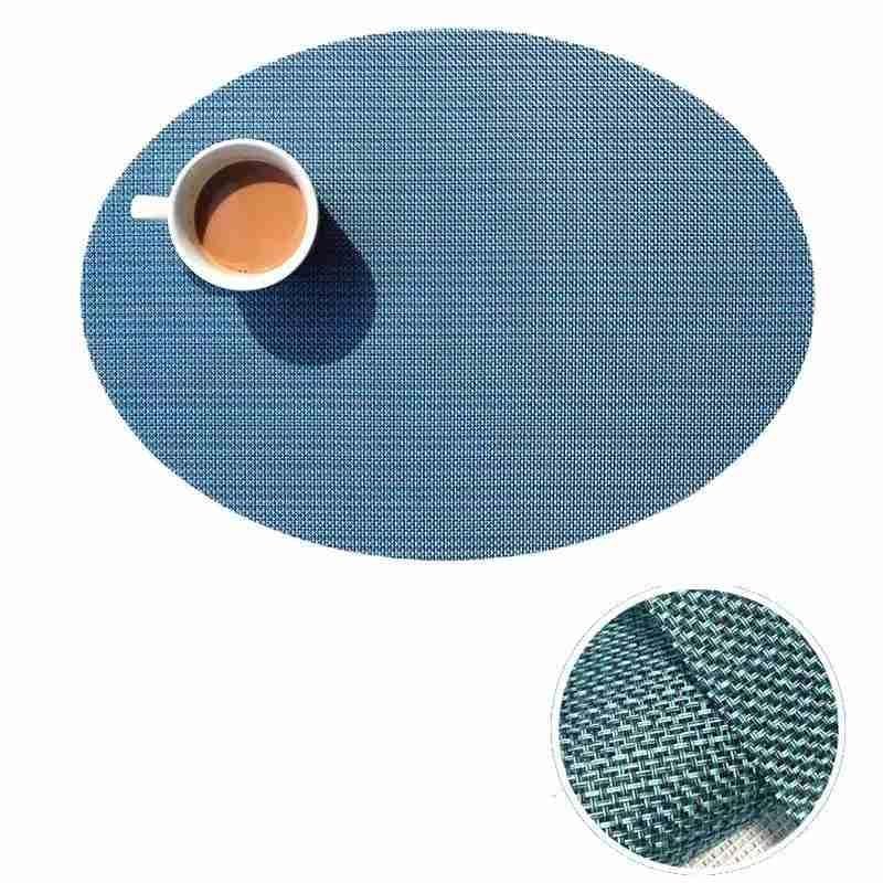 Juego de 6 manteles individuales ovalados lavables de PVC con aislamiento térmico y tejido cruzado antideslizante para mesa de cocina y comedor
