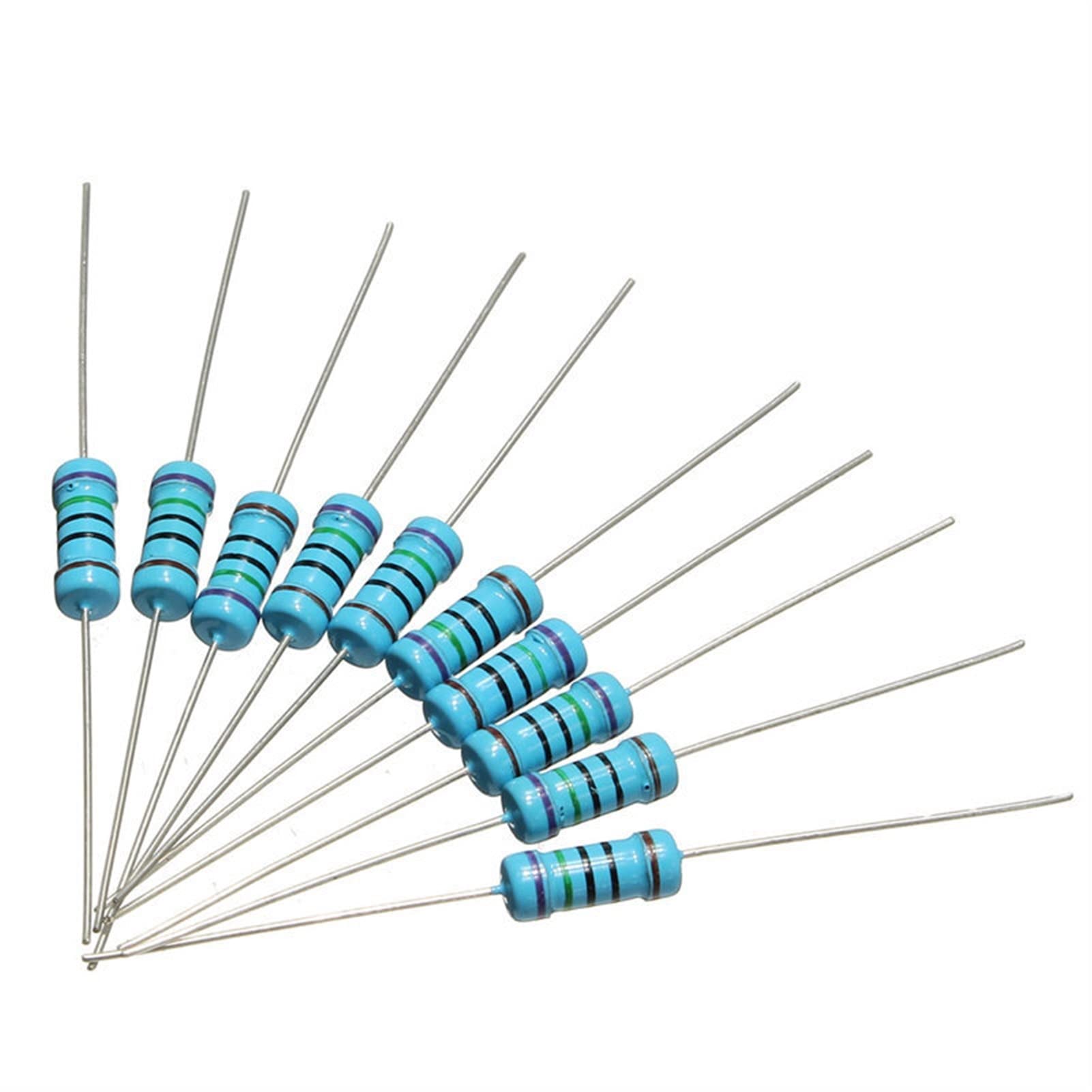 Kit di assortimento di resistori a Film Metallico da 500 Pezzi Set di resistori da 50 valori-10 Pezzi 1ohm-1M 1W Comodo 1R-1MR Ohm
