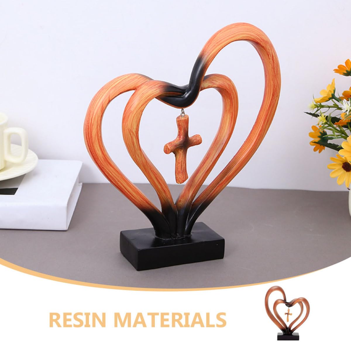 iplusmile Herzstatue und Leicht zu Reinigender Oberfläche Herzförmige Desktop aus Kunstharz mit Detaillierter Handwerkskunst für Wohnzimmer und Hochzeitsfeiern