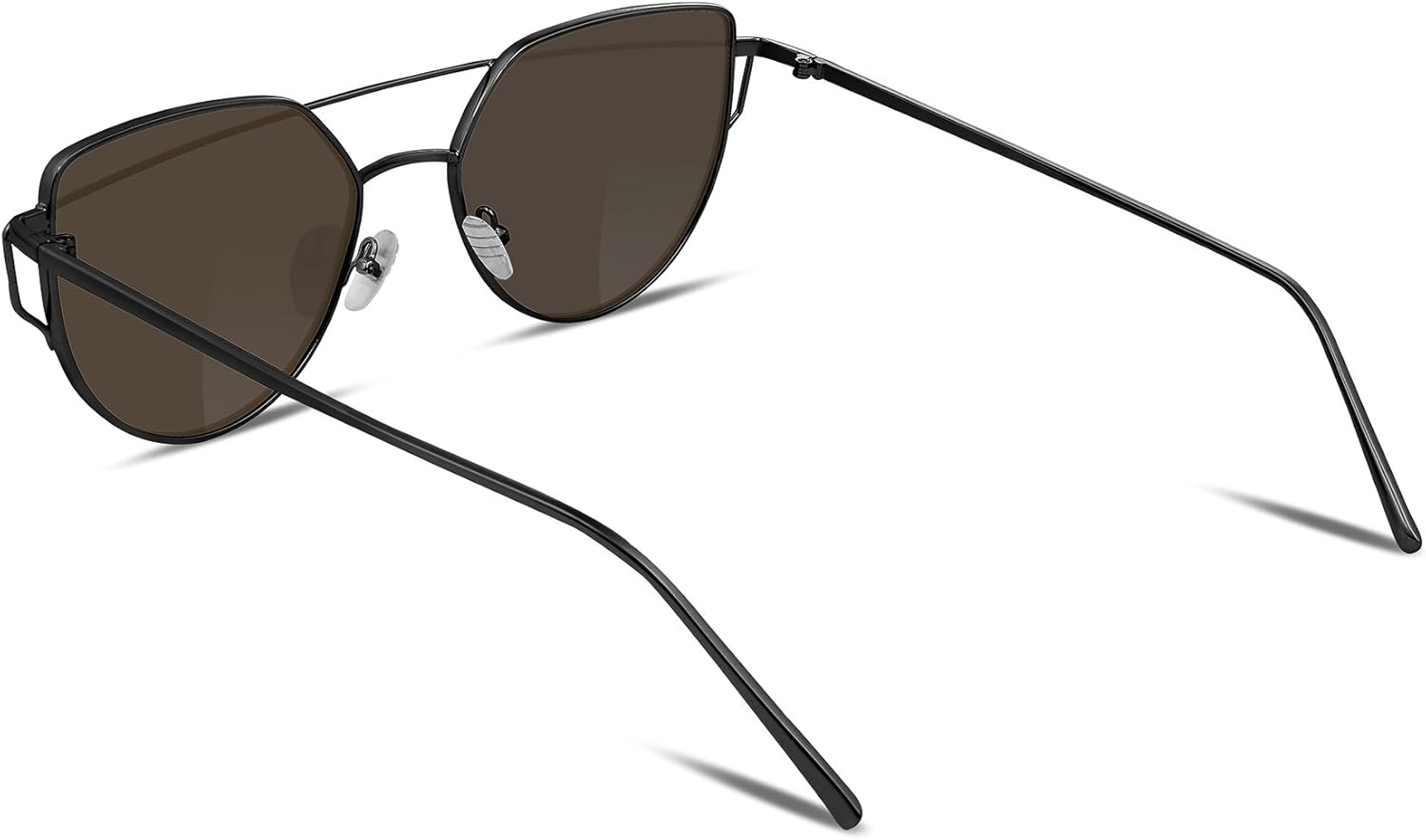 Miniatura 2 de FEISEDY UV400 B2206 Anteojos de sol con marco metálico, con lentes planas y espejadas, estilo ojos de gato, para mujer.