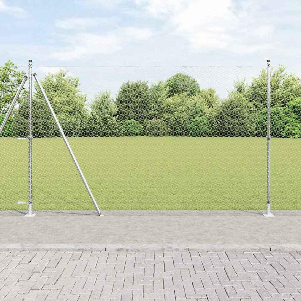 vidaXL Recinzione esagonale con base in cemento 100 x 1,4 m Argento