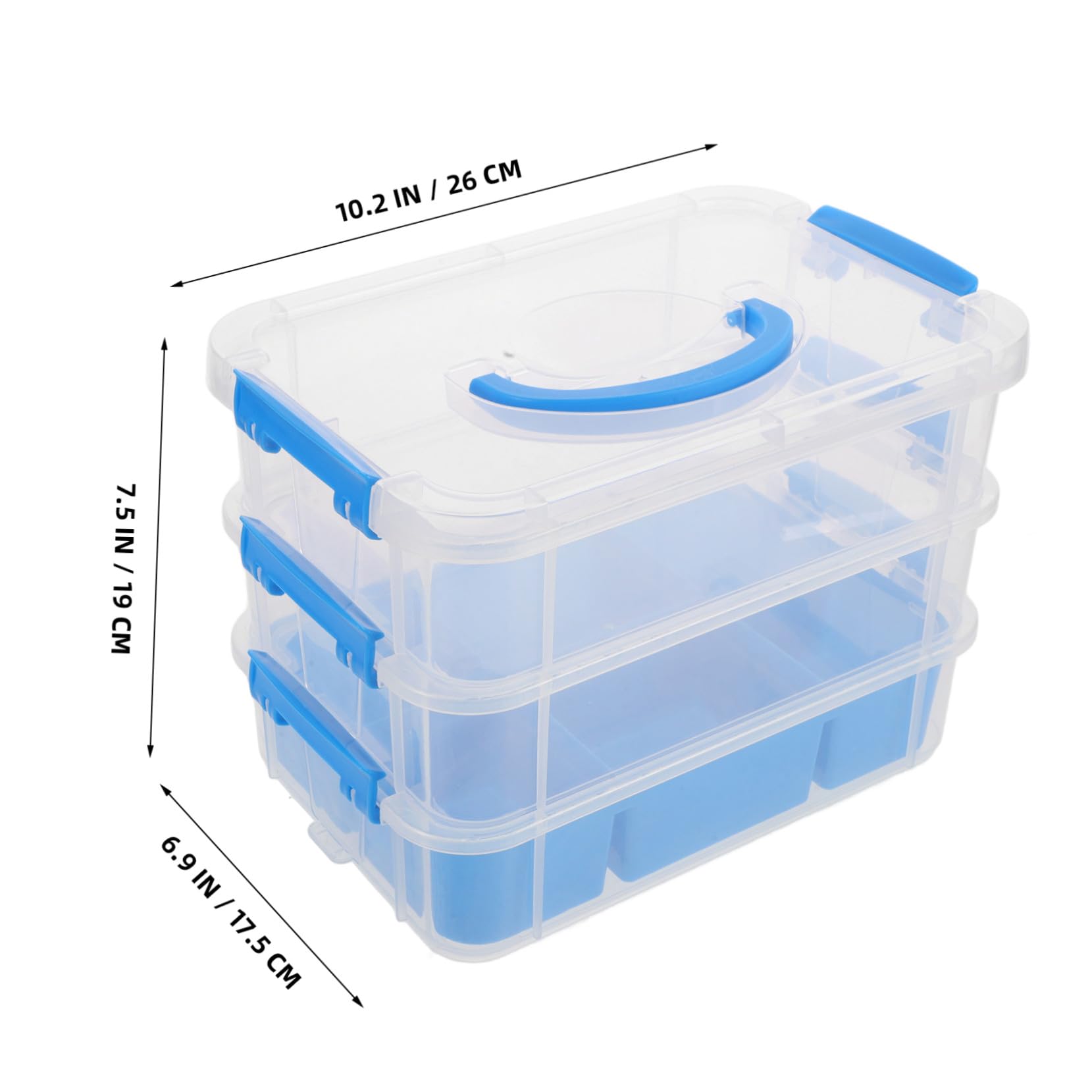 Gatuida Stapelbare mit Deckel mit Fächern aus Kunststoff Aufbewahrungsbox Multifunktionaler Organizer 3-stöckig für Kleinteile und Spielzeug für Schule und Büro