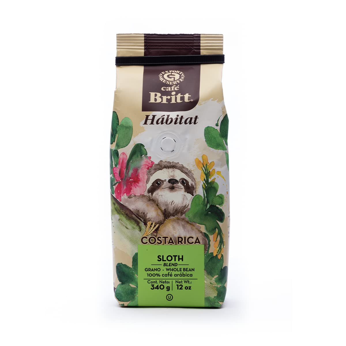 Café Britt - Costa Rican Habitat Coffee Bundle (340 g) (3 sztuki) (Coffee From: Sloth, Lapa & Cariblanco) – Whole Bean, kawa Arabica, koszerne, bezglutenowe, dla smakoszy i średnich lekkich i ciemnych