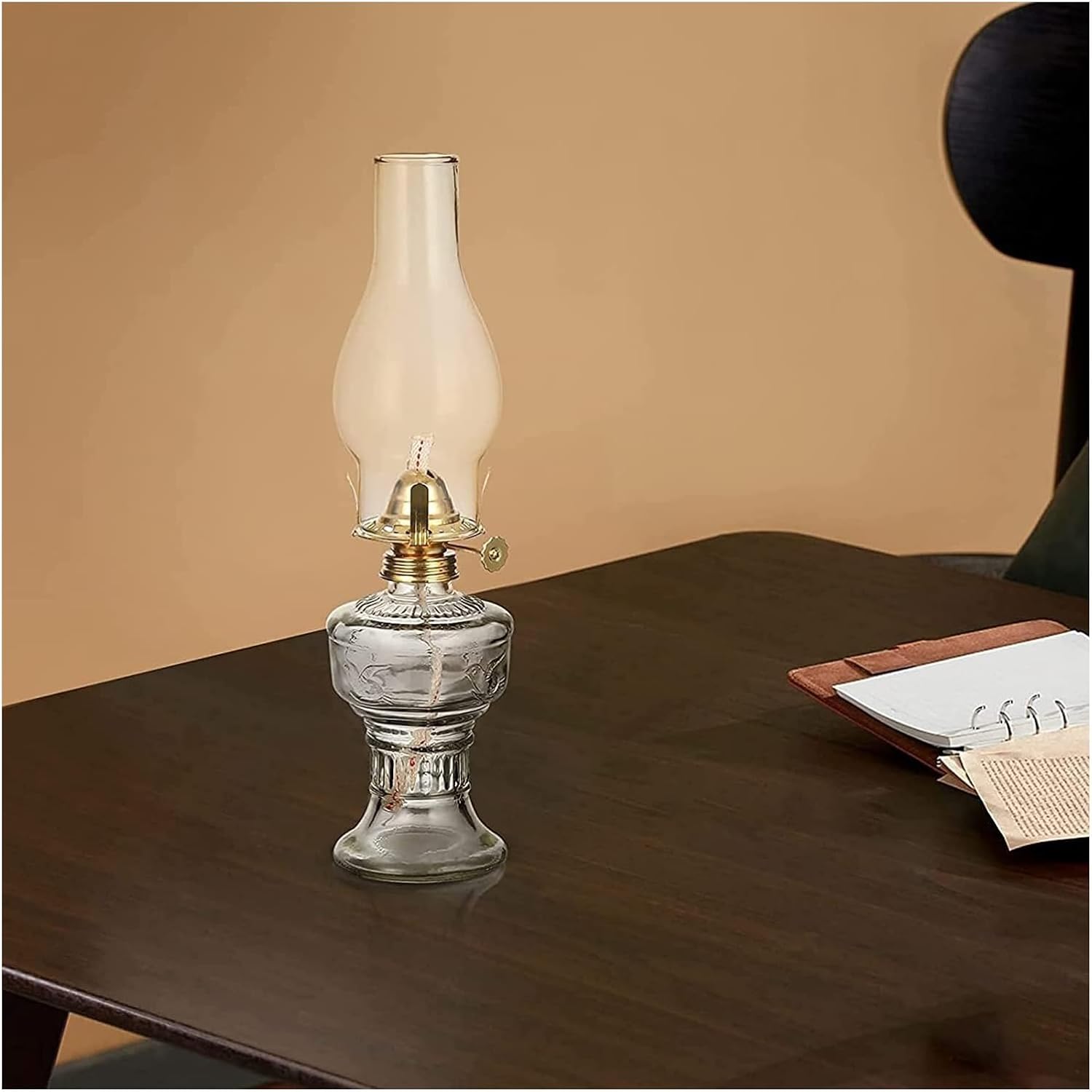 Chamber Oil Lamp Vintage Clear Lamp Rustic Chamber Oil Lamp for Home Indoor Use(Clear)