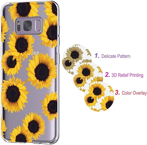 Miniatura 3 de sidande Funda para Galaxy S8, Galaxy S8 con flores, a prueba de golpes, transparente, suave, flexible, TPU delgada, para Samsung Galaxy S8 (versión