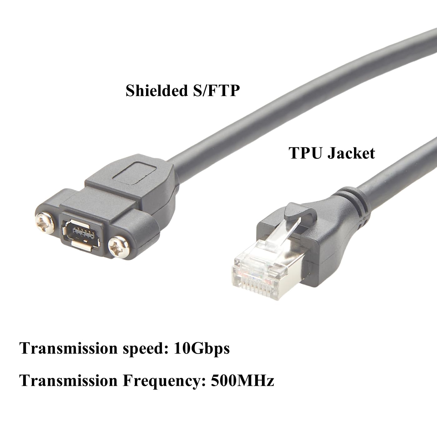IX A Key to RJ45 Cat6A Ethernet Cable 10Gbps Shielded IX40G-A-10P-JC(7.0) IX Type A Female to RJ45 Plug Screw Panel Mount Cord for Industrial Camera Machine Vision Robotic(0.3M/0.98FT)