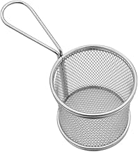 سلة قلي دائرية صغيرة من الفولاذ المقاوم للصدأ، سلة شبكية لقلي رقائق الشيبس واجنحة الفراخ والجمبري والبطاطس، ملحقات المطبخ من كابيلوك، اسود، 16.5×8.5×8 سم