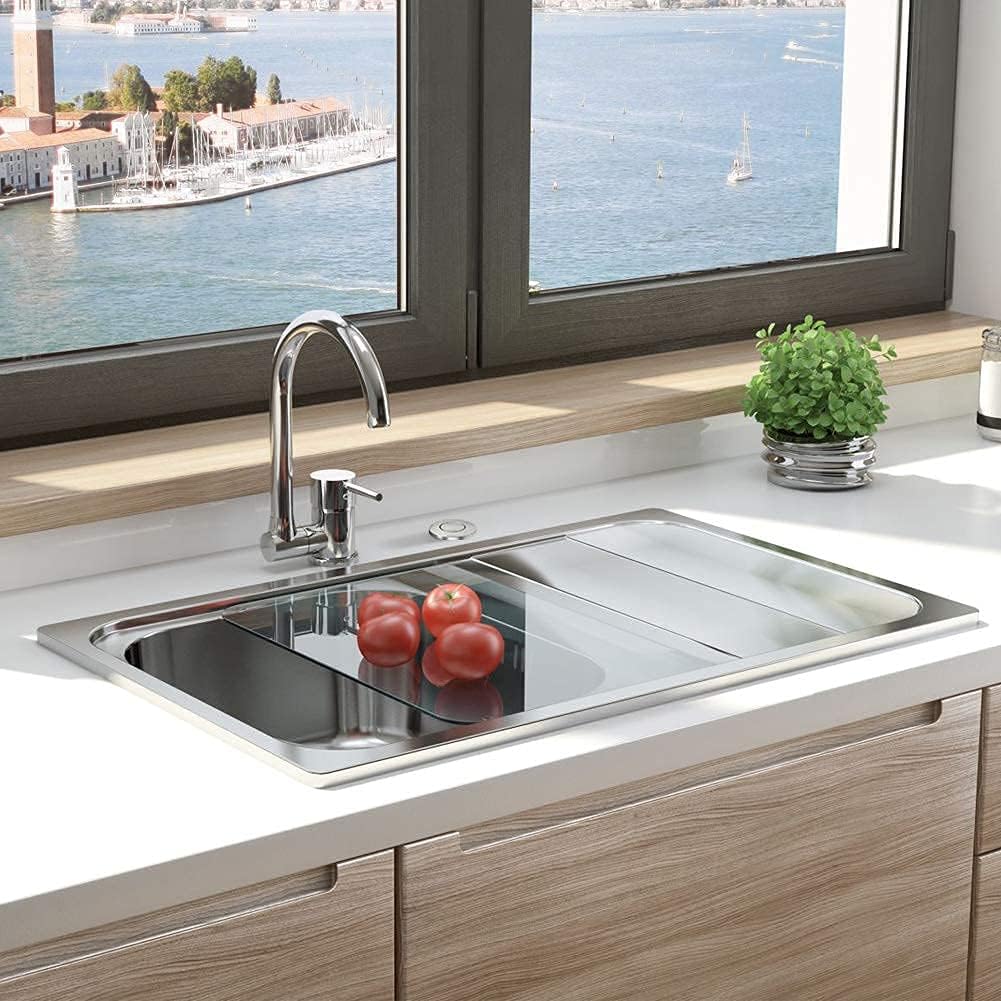 Garbage Disposal Air Switch Kit and Extend Deep Flange Bundle, Long Brushed Stainless Steel Button with Aluminum Alloy Power Module