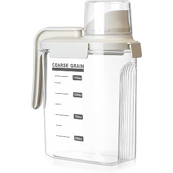 1500 ml Airtight Cereal Storage Container Washing Powder Storage Box with Measuring Cup Storage Containers with Lid for Washing Powder Cans Rice Flour Dog Food Cornflakes Container