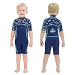 Goldfin Kids Wetsuit for Boys Girls, 3mm Shorty Wetsuits Neoprene Front Zip Wet Suits for Water Sports Surfing Swimming Snorkeling Diving Blue Size 2