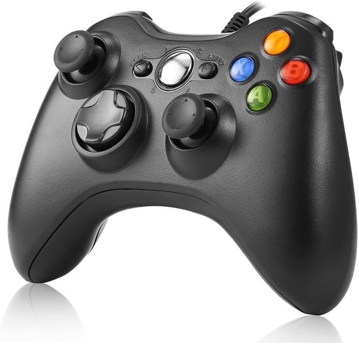 Game controller, Wired Gaming Gamepad with Shoulders Buttons Joypad for Microsoft Xbox 360 & Windows PC (black)