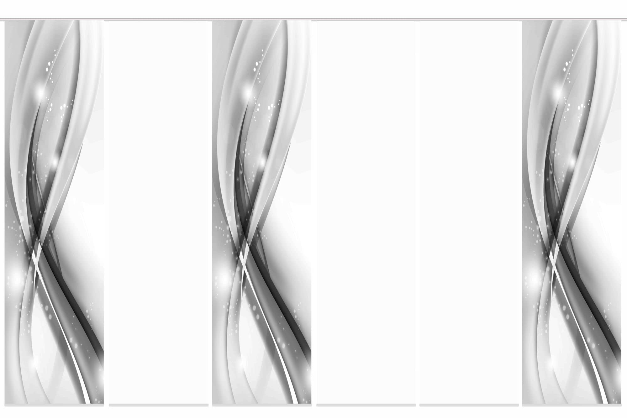6er-Set Flächenvorhänge MALALAI Blickdicht/halbtransparent, Höhe 245 cm, grau, 245 x 60 cm