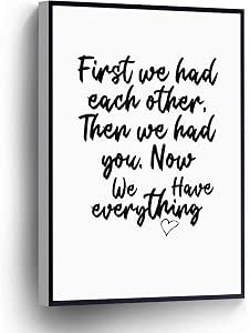 "First We Had Each Other" Canvas Banner - Elephant Family Quote Wall Decor For Nursery, Bedroom, Door - View #2