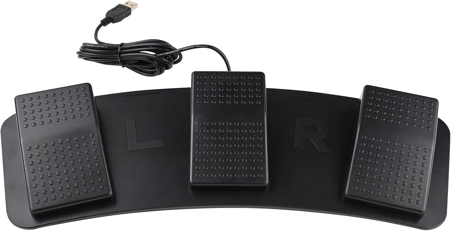 Powboro USB Foot Pedal PC Triple 3 Keys Foot Control Switch Keyboard HID Programmable Shortcut Hotkey Mouse Action for Video Game Discord