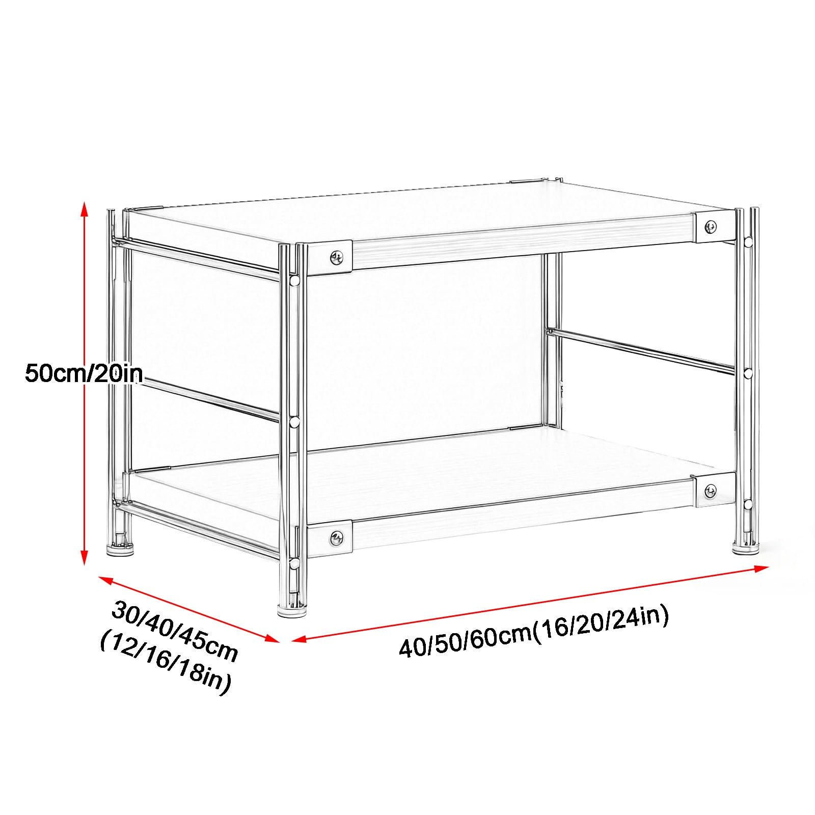 Support D'aquarium a 2 Niveaux, Acier Massif de 8 mm, Panneaux de 25 Mm D'épaisseur (charge de 100 Kg), Support D'aquarium(White,60*45cm)