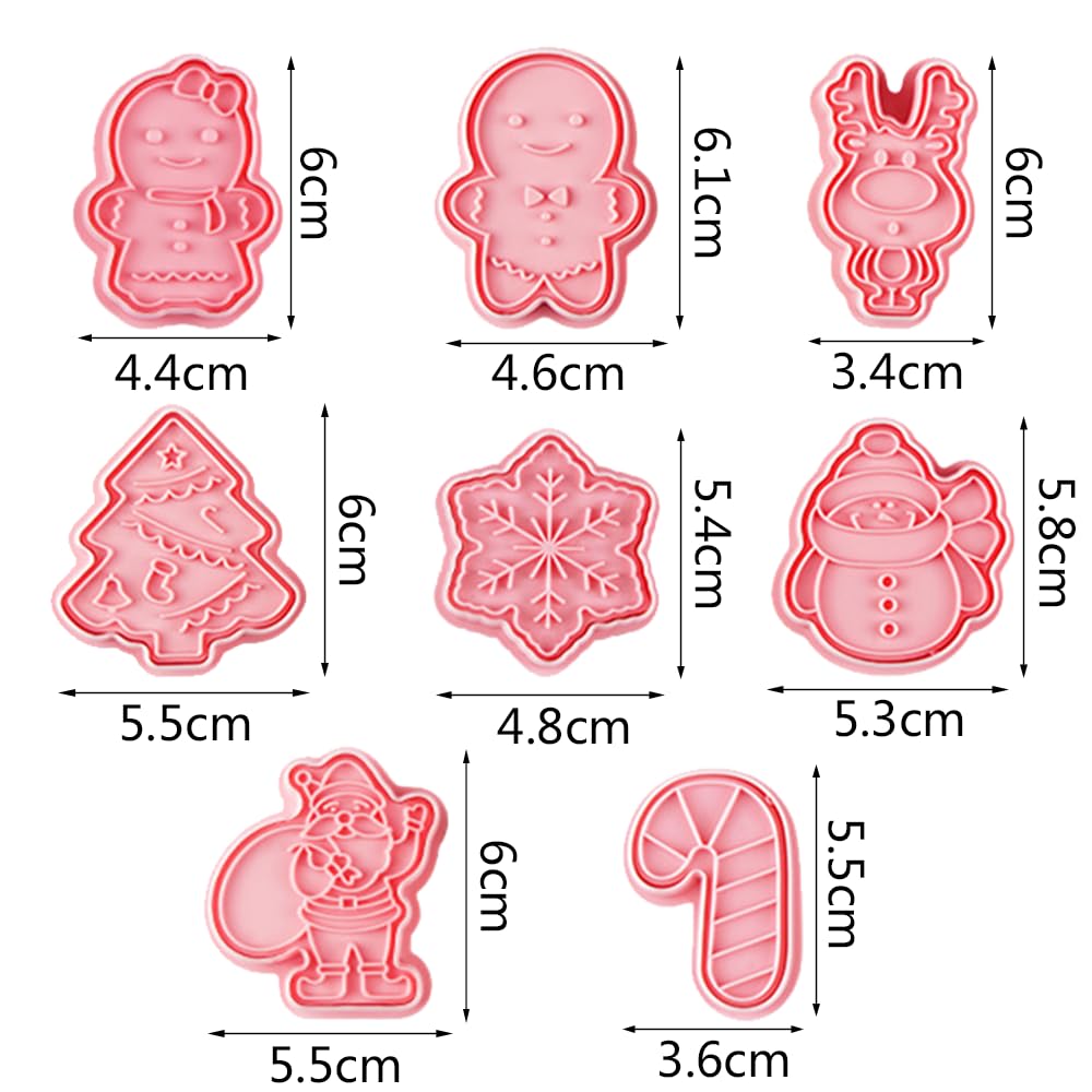 18 Stampini Per Biscotti Natalizi 3D - Formine Pressabili Con Motivi Di Natale: Omino Pan Di Zenzero, Fiocco Di Neve, Renna, Albero