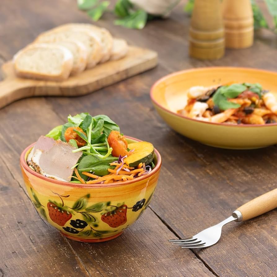 カラフル手描き陶器ボウル6個セット カラフル手描き陶器ボウル6個セット カラフル手描き陶器ボウル6