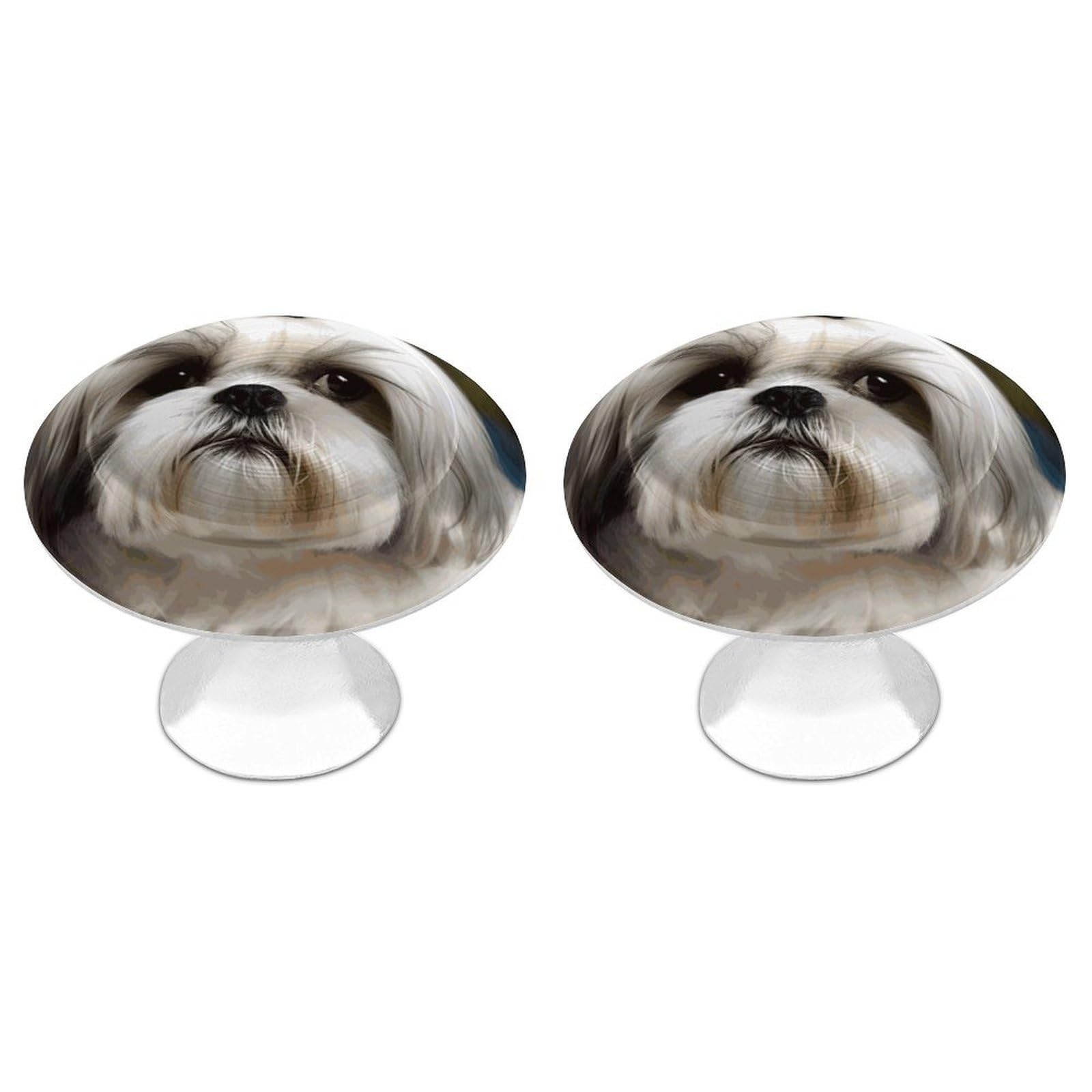 FekiLoot Shih Tzu Dog Cabinet Knob 2 Pack Mini Round Drawer Pulls Stainless Steel Dresser Drawer Knobs Kitchen Drawer Hardware for Bathroom Dresser Closet Door Knobs