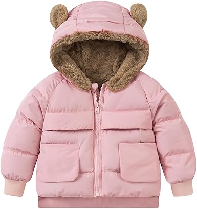 TUONROAD Baby Girls Coats for 6 Months-5 Years Toddlers Boy Winter Jacket Warm Bear Hooded Outdoor Coats Size 5