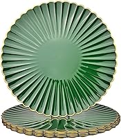 Vista 13 de Juego de 6 platos de carga rojos antiguos, platos de carga de 13" para platos de cena, platos de carga redondos de plástico a granel para bodas