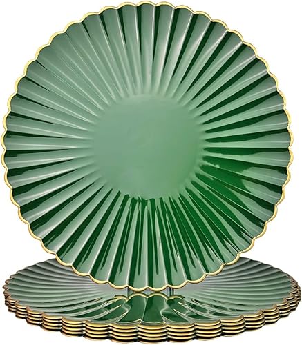 Miniatura 13 de Juego de 6 platos de carga rojos antiguos, platos de carga de 13" para platos de cena, platos de carga redondos de plástico a granel para bodas