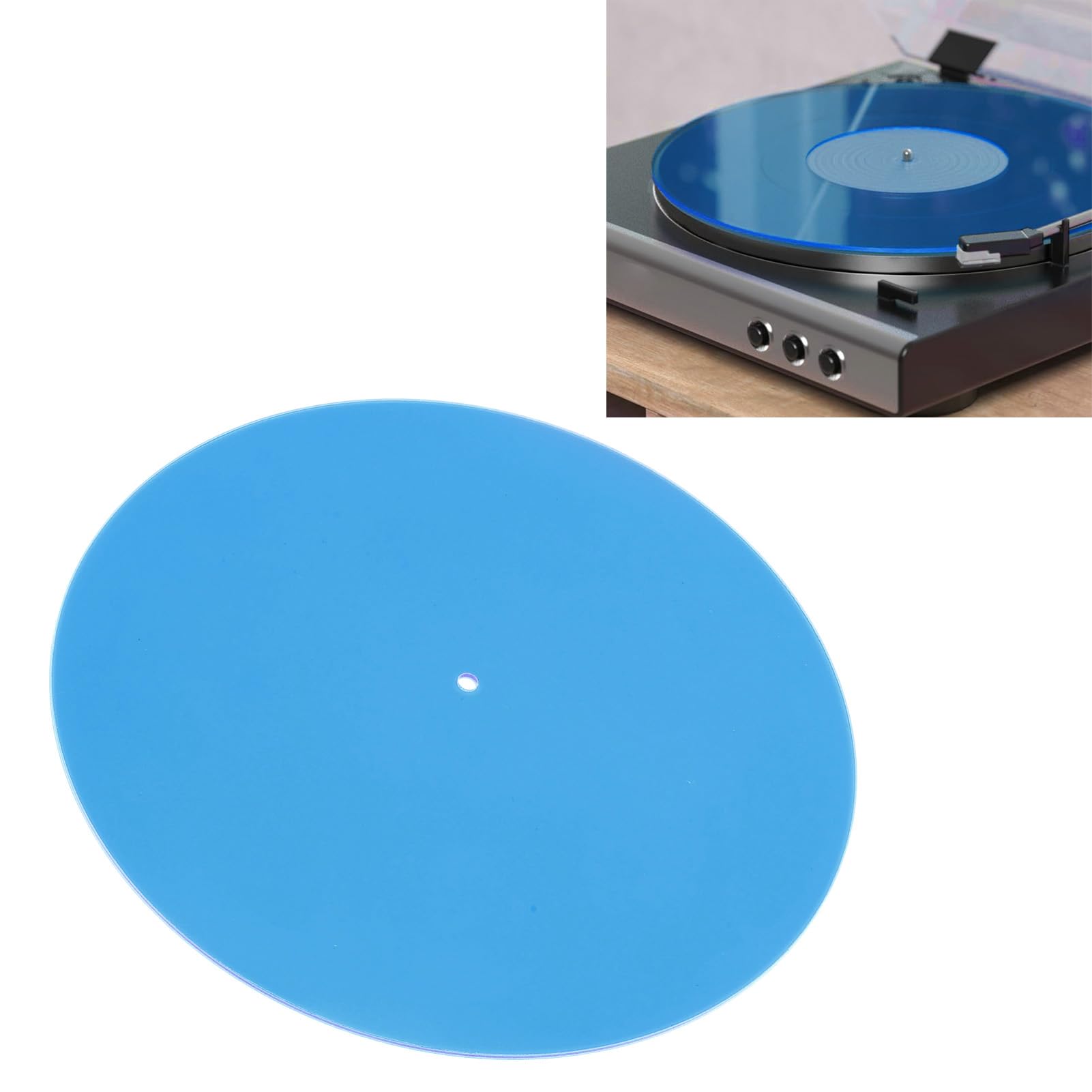 Tappetino per Giradischi in Acrilico, Tappetino Antistatico per Piatto da Registrazione, Migliora i Bassi e la qualità del Suono per Giradischi da 12 Pollici (Rosa (Blu Trasparente)