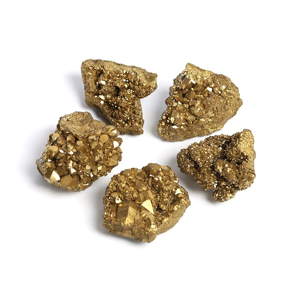 Cristal naturel Matériaux naturels bruts Spécimens Fabrication de bijoux Cadeau de bricolage Galvanoplastie Or Grappe de cristal de pierres précieuses brutes Titane GeodeCrystal Collections de la mais
