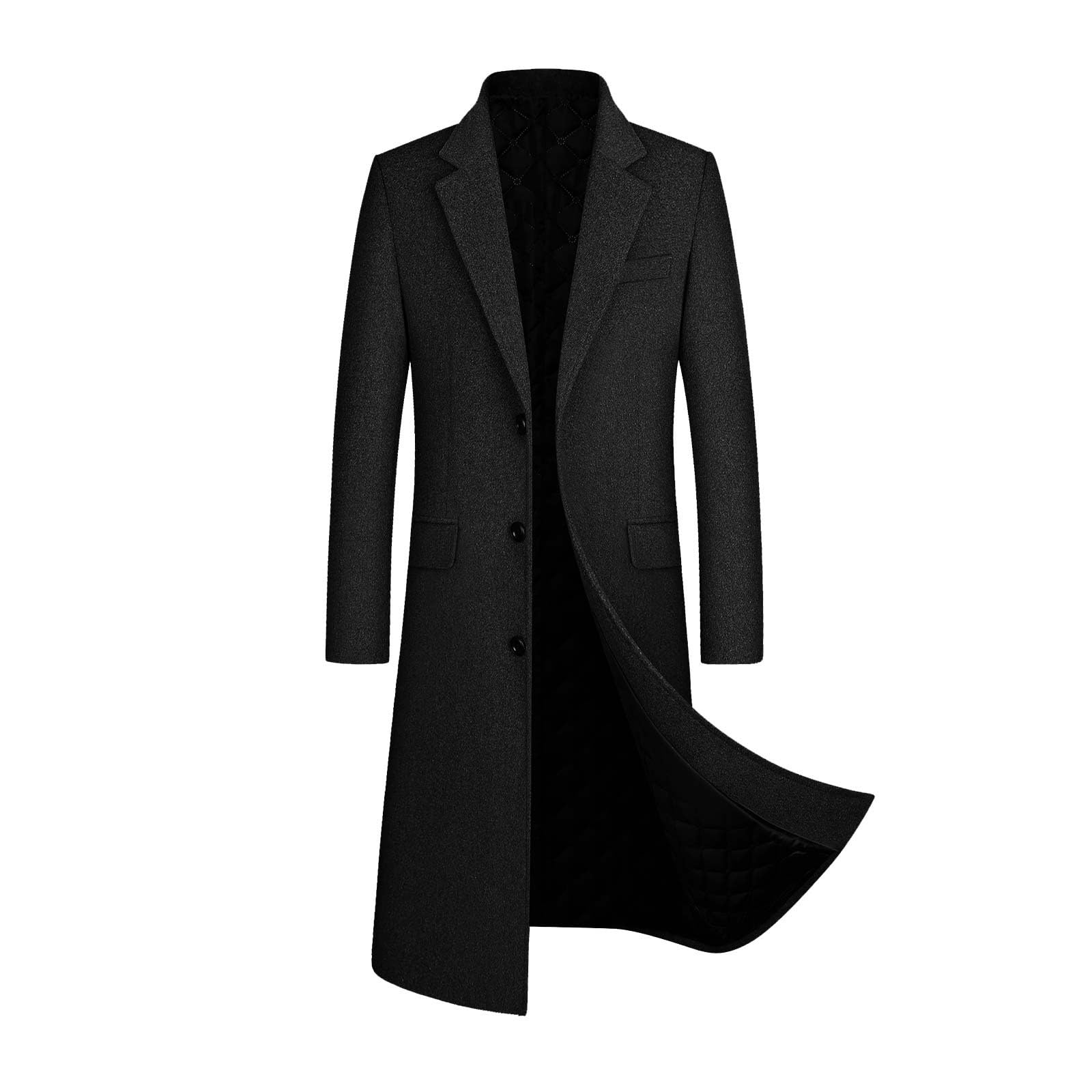 Abrigo hombre invierno, Sobretodo Mezcla de Lana Botón de Manga Larga Elegant Gabardina de Color sólido Abrigo largo Moda Slim fit Cortavientos caliente Chaquetas parka Blazer Outwear traje 2024