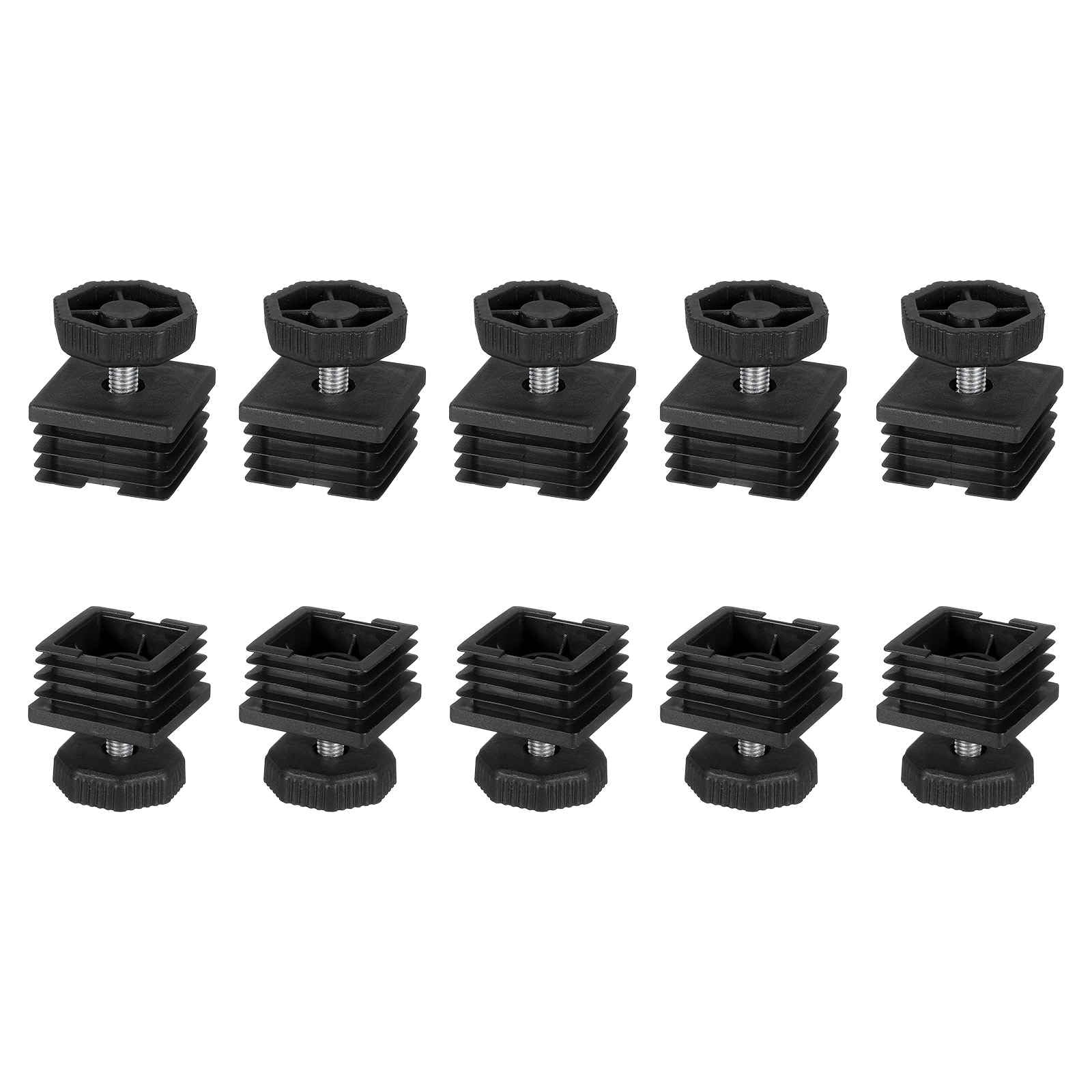 DTGN 40x40mm(LxW) Adjustable Leveling Feet - 10Set - Good for Furniture - Square Insert Kit Furniture Glides - Black