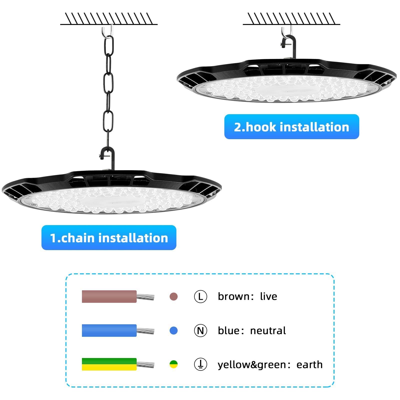 500W 8 Stück LED Hallenstrahler,50000LM LED Werkstatt Deckenleuchte,6500K Kaltweiß Hallenbeleuchtung,IP65 Wasserdichte UFO Werkstattlampe,Industrielampe High Bay Licht für Fabriken Garage