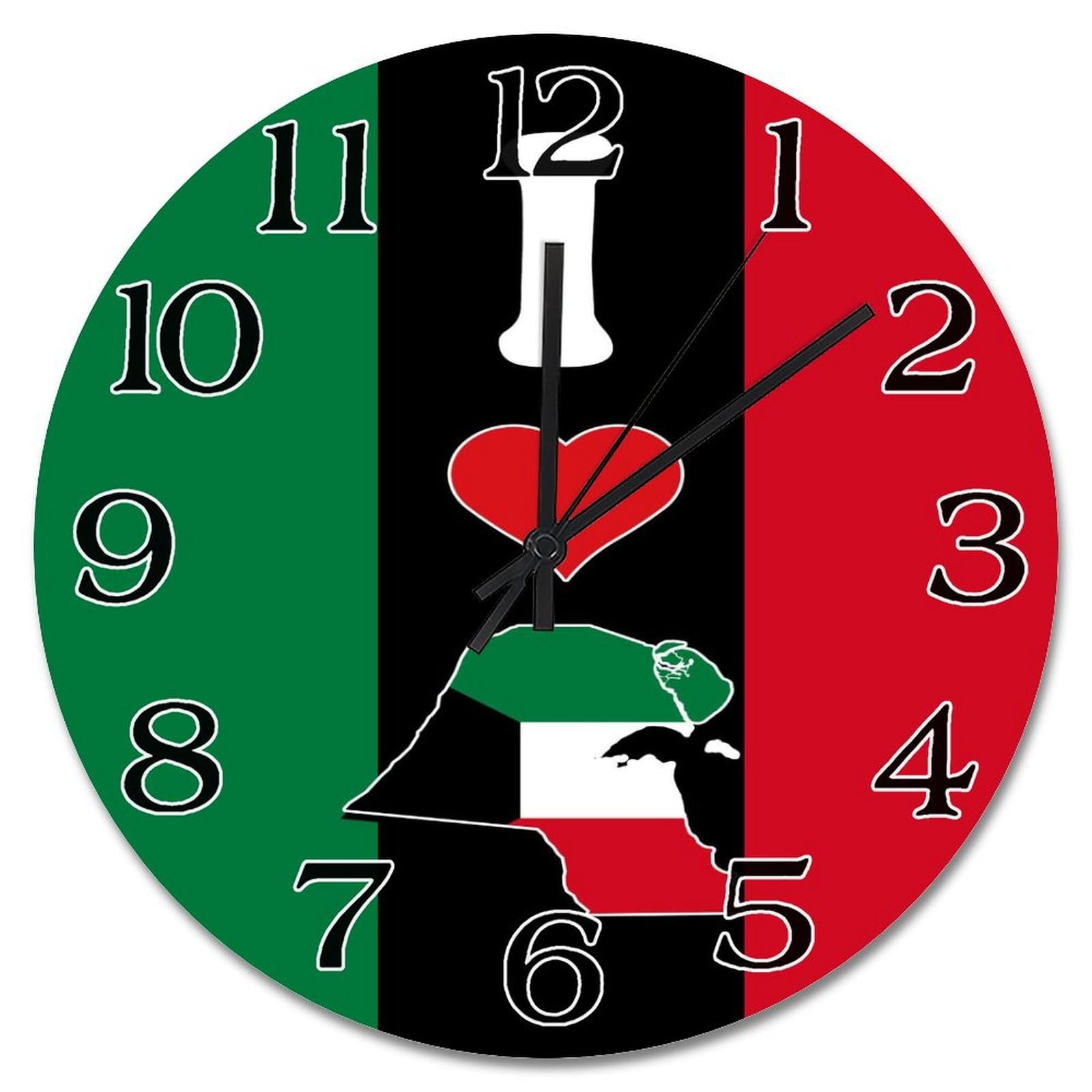 Horloge murale drapeau Koweït I Love My Country pour vibrer au rythme de vos racines