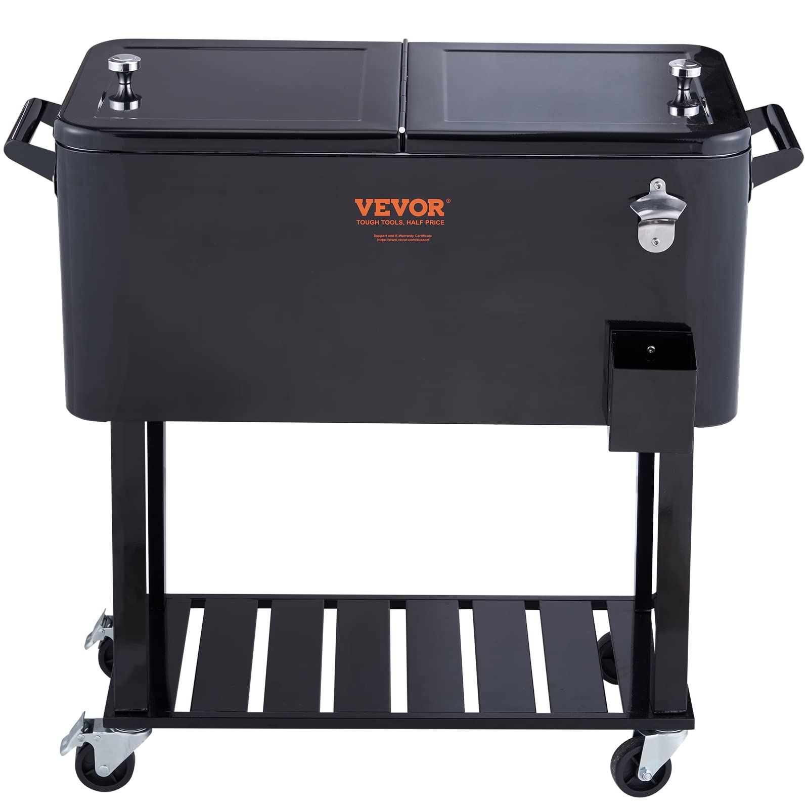 VEVOR Carrello Mobile Bar Mini Frigo Isotermico 80QT per Bevande con Apribottiglie per Feste Esterno