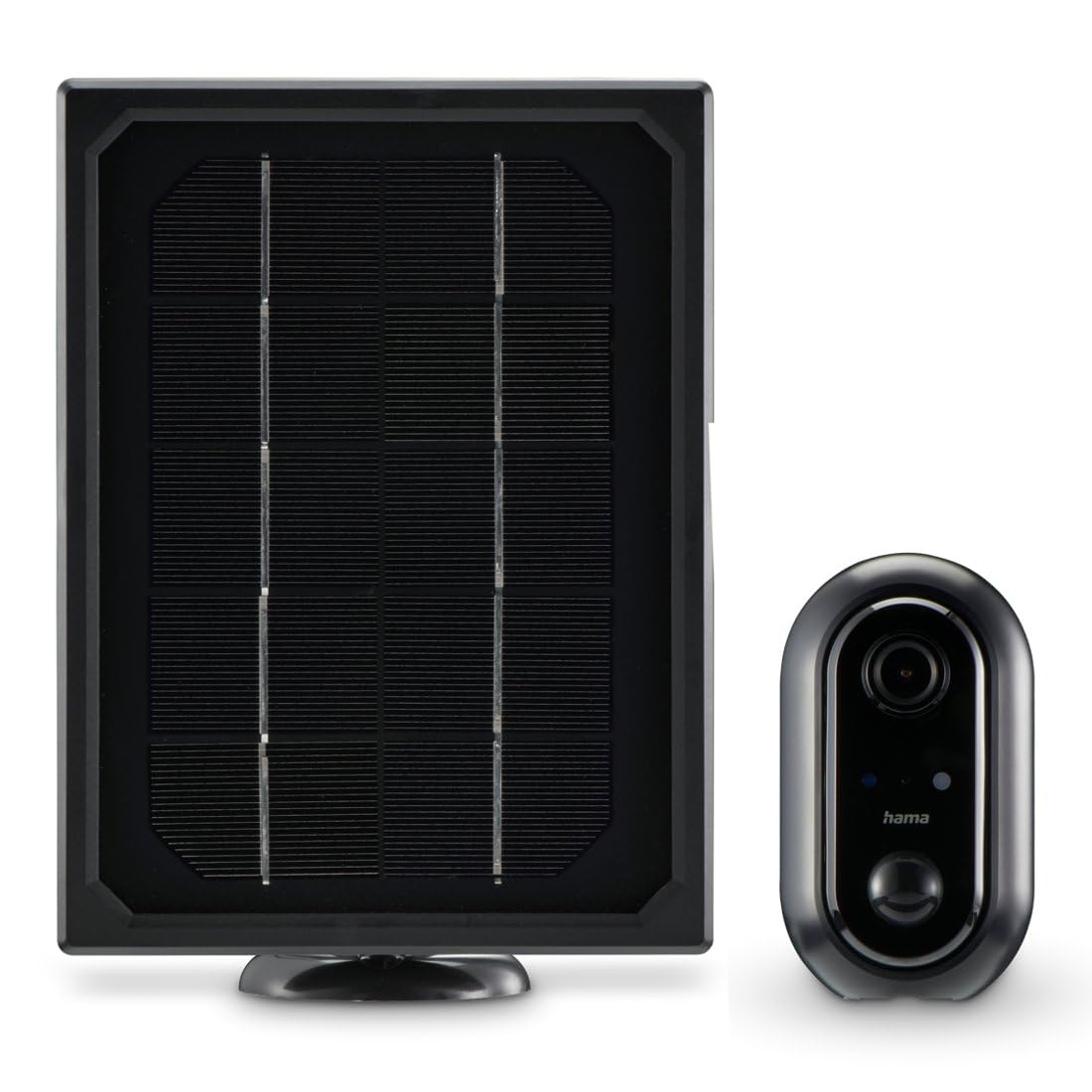 Hama Überwachungskamera (WLAN Kamera f. außen mit Akku u. Solar, Outdoor Kamera per Sprache/App steuern, wetterfeste Außenkamera, Bewegungsmelder, Nachtsicht, 2-Wege-Audio, Aufzeichnung, FullHD) schw.