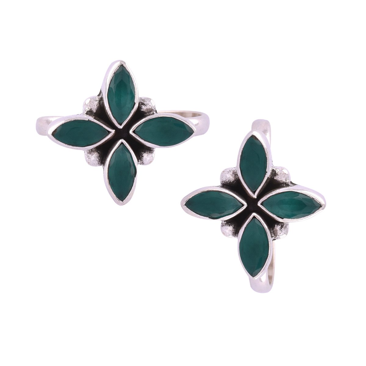 Peenzone 92.5-925 Sterling Silver Emerald Toe Ring Leg Finger Rings for Women Girls-image-36
