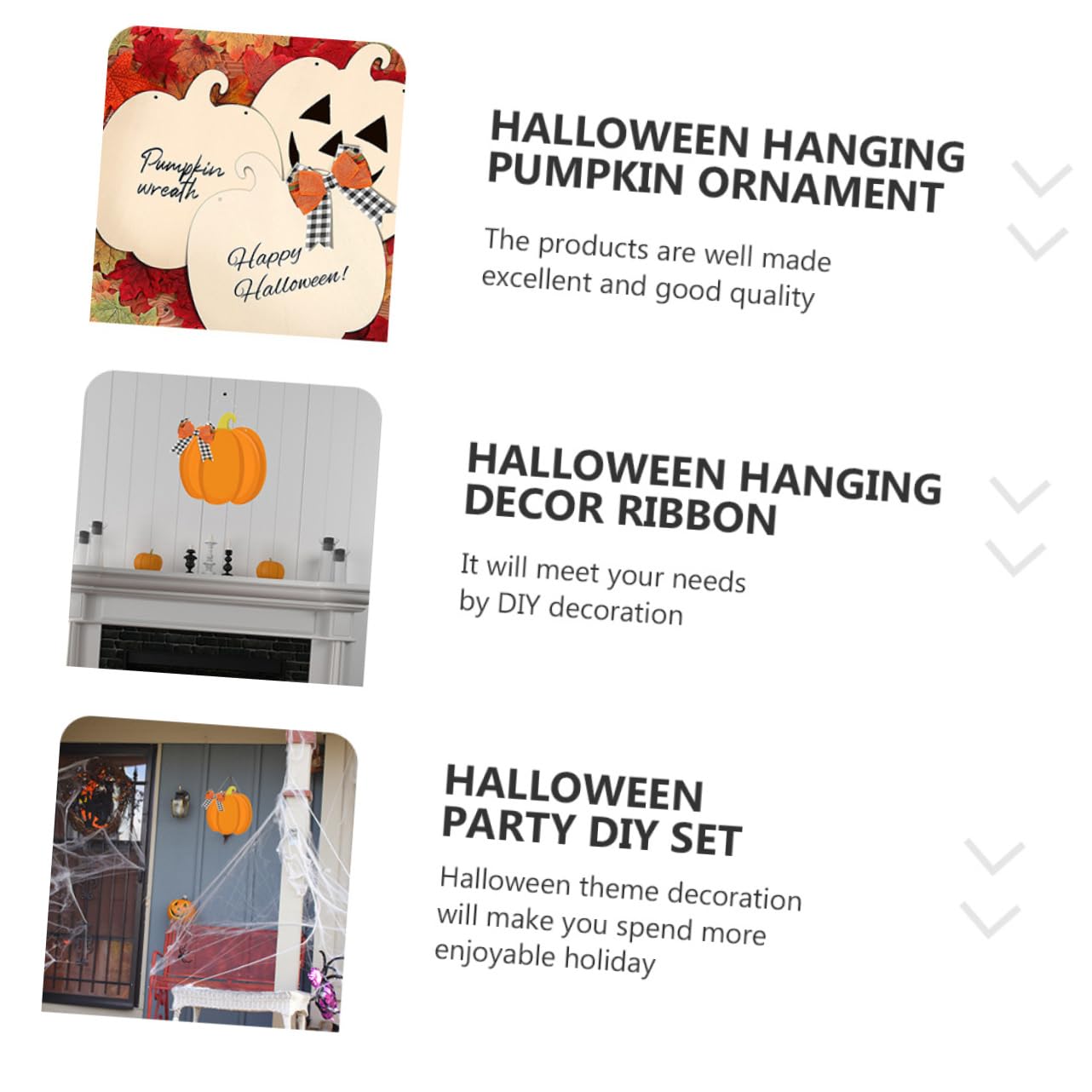 4 Juegos de Cintas Colgantes de Calabaza para Manualidades de Halloween, Cintas Decorativas Colgantes para decoración de Calabazas de otoño y decoración del hogar de Halloween