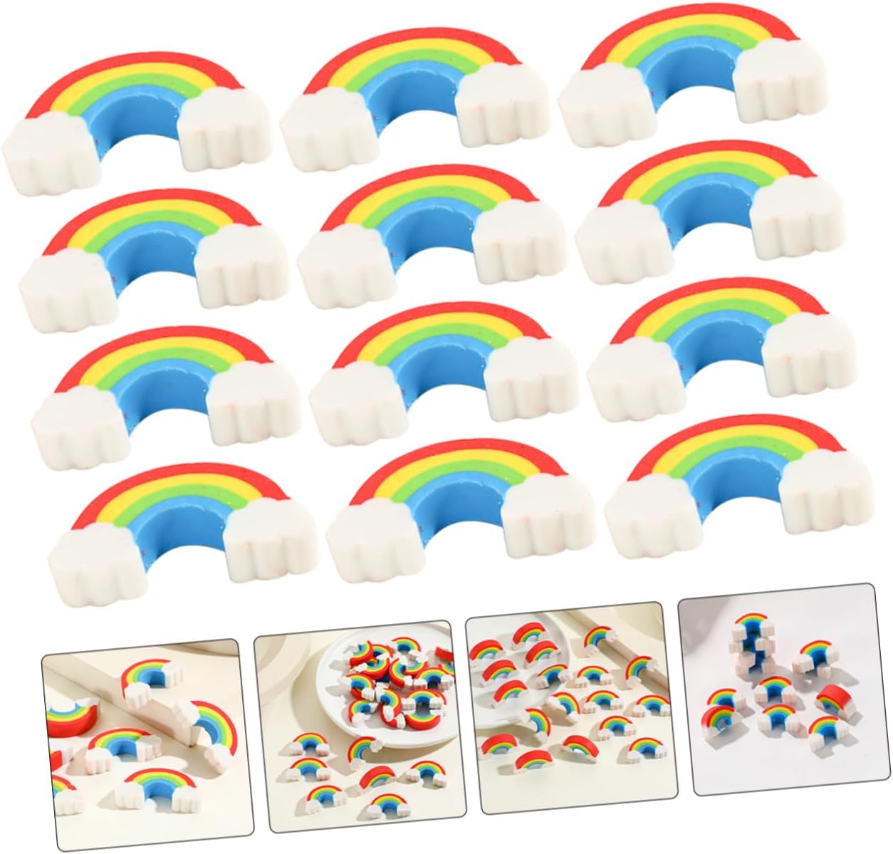 SHINEOFI 100Pcs Mini Cartoon Erasers Portable Decorative Pencil Erasers for Back to School TPR Material for Writing Mistakes Adorable Gradient Color Design