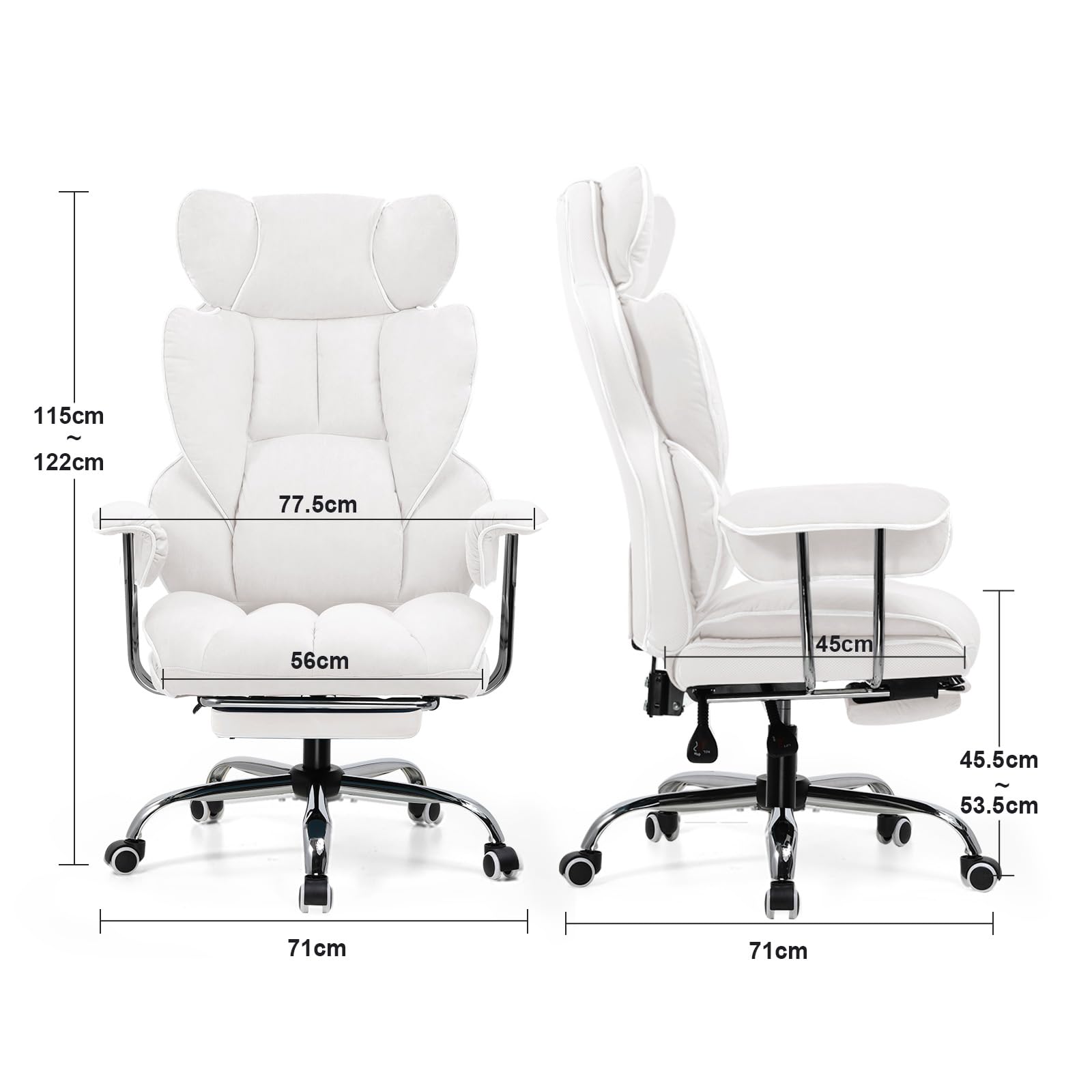 GTPLAYER Sedia Gaming Ergonomica Sedia da Gaming Reclinabile Sedia Ufficio con Poggiapiedi Sedia Gamer Schienale Regolabile per Lavoro e Gioco Bianco