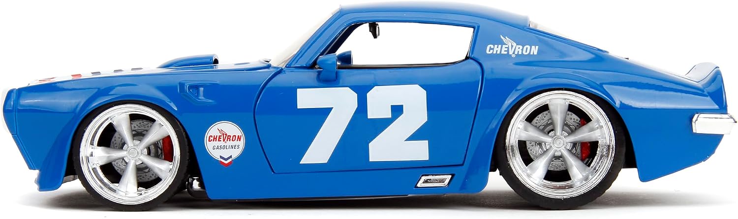 Jada Big Time Muscle Chevron 1:24 1972 Pontiac Firebird Die-Cast Car, Toys for Kids and Adults(Blue)