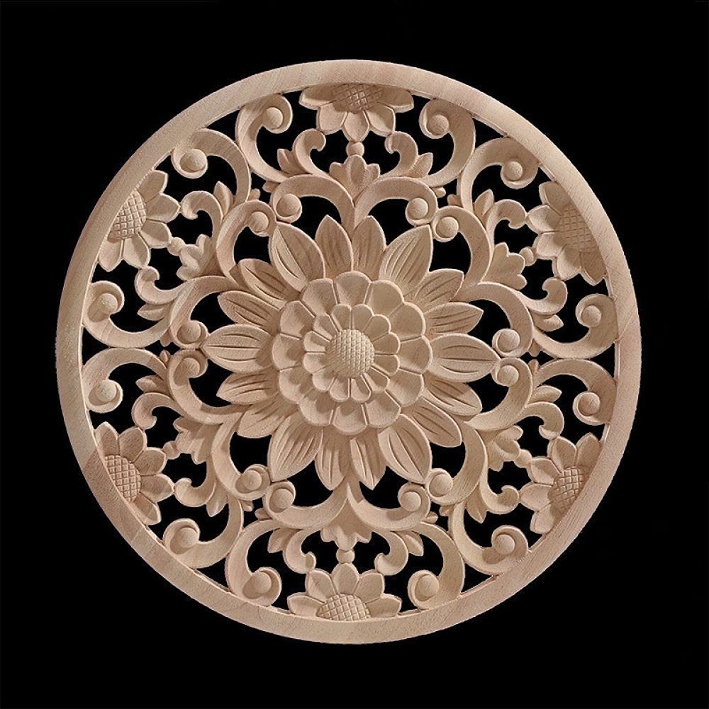 Sculpture appliques en bois naturel Y4 ornement floral d'ébénisterie pour décoration