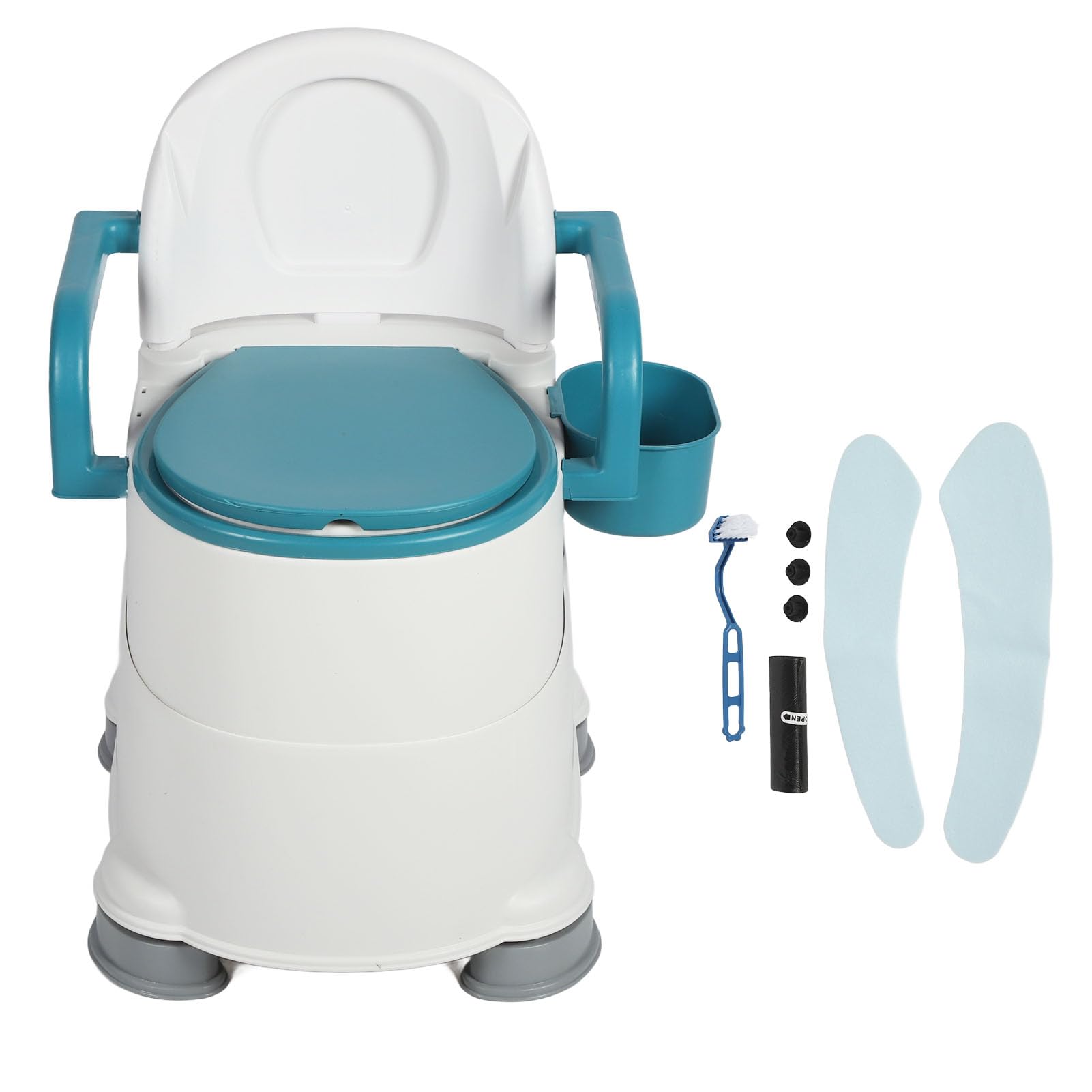 Chaise Percée de Chevet à Double Seau, Chaise de Toilette Portable Antidérapante, Accoudoirs Plus Larges, Dossier rembourré Doux, Chaise de Toilette de Chevet pour Personnes âgées