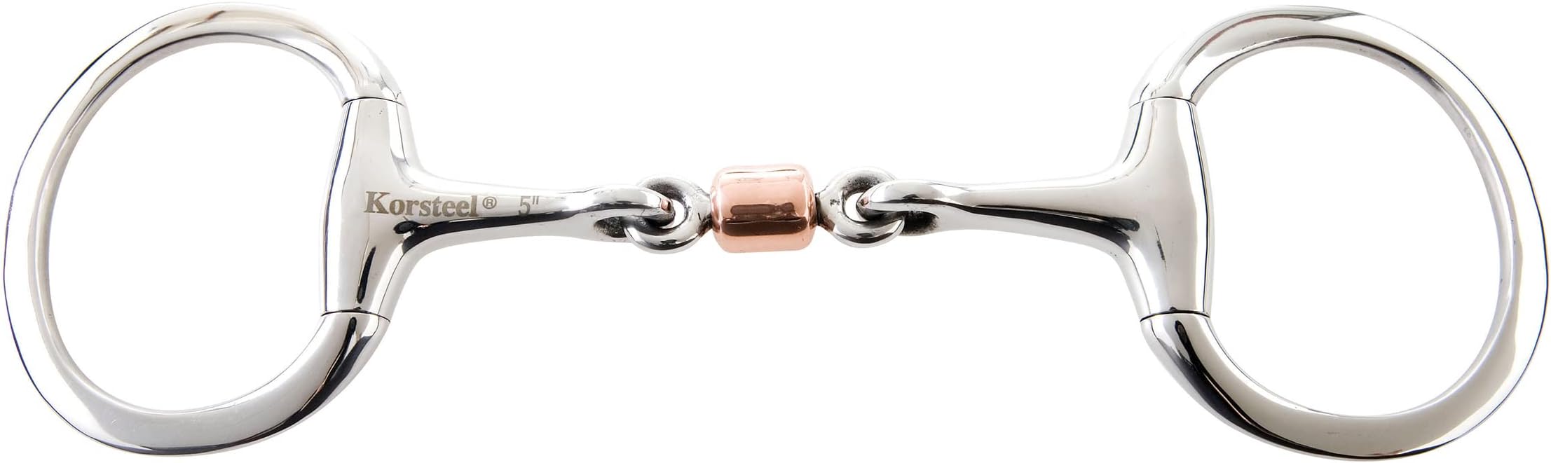 Stainless Steel Copper Roller Mouth Eggbutt Snaffle Bit, 5", 5"