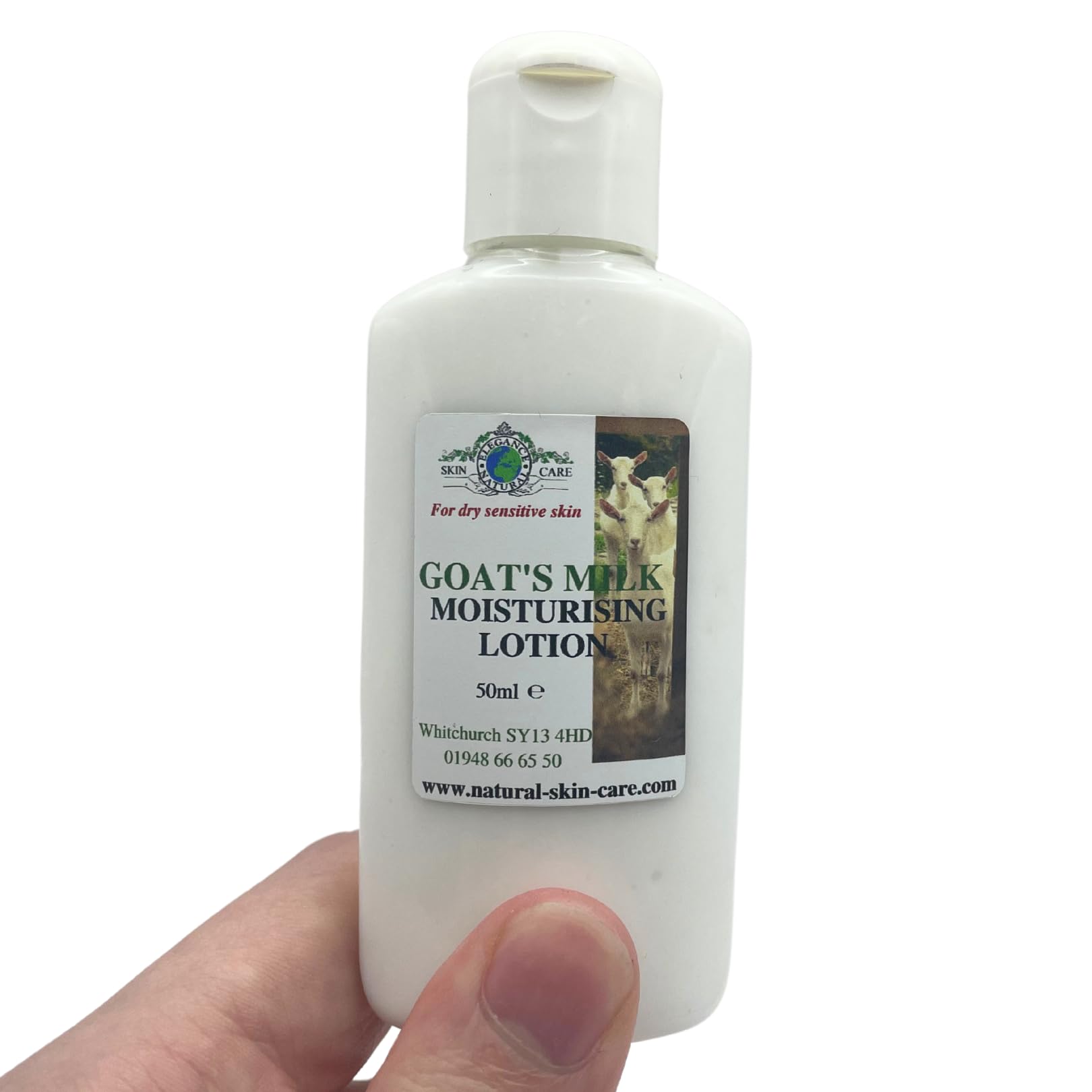 Goats Milk Moisturising Lotion 50ml Travel Bag Size by Elegance Natural Skin Care. Formulated for dry sensitive skin eczema psoriasis rosacea dermatitis mosituriser mositurizer - Image 2
