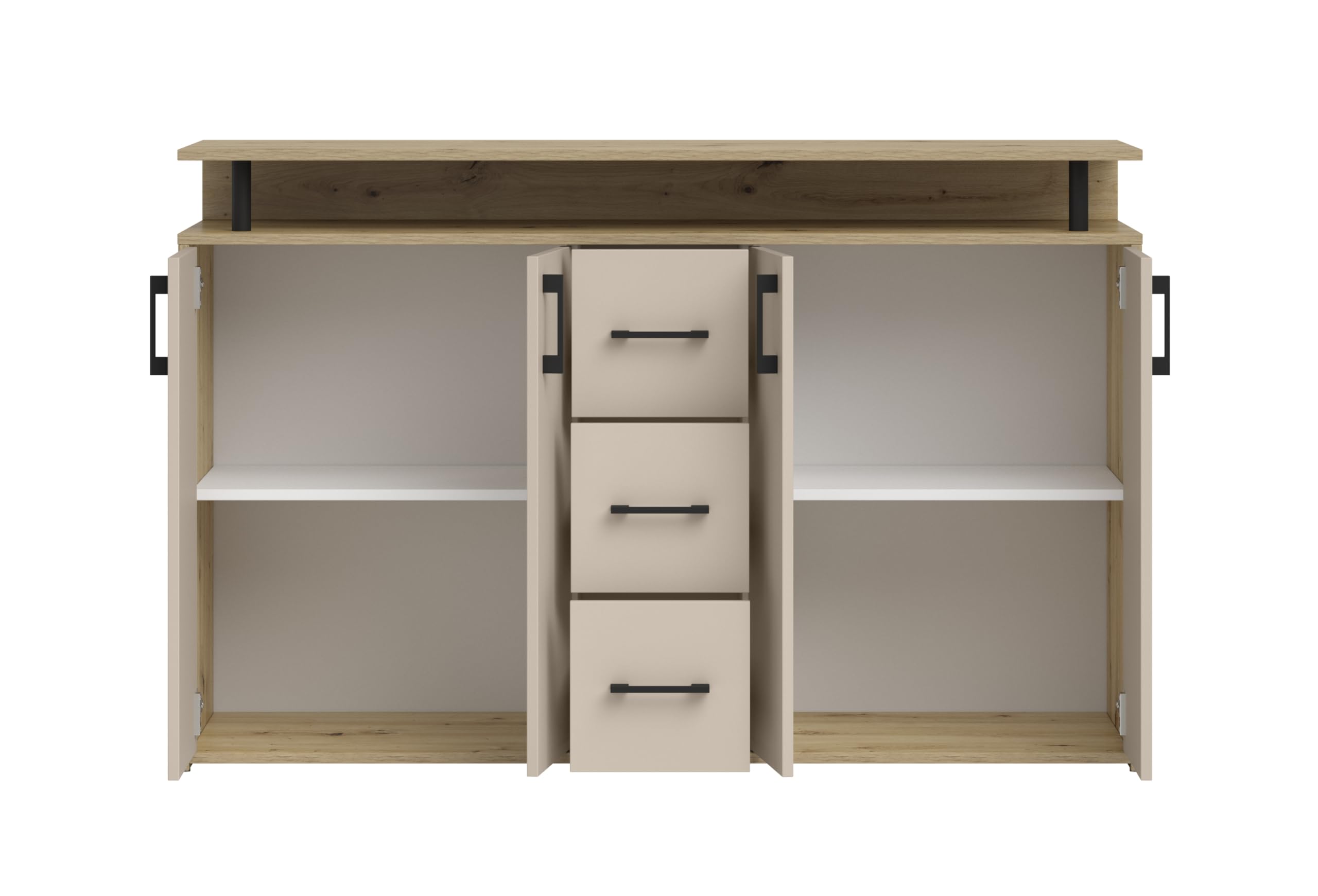 AVANTI TRENDSTORE DORO - cassettiera da ingresso, comó portaoggetti con 4 ante e 3 cassetti in legno truciolare. Dipsonibile 4 colori. Dimensioni ca. LAP 139x90x34 cm