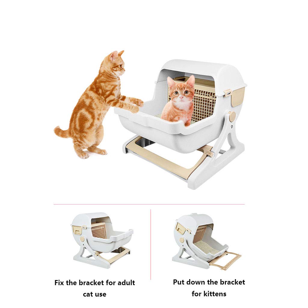 Arenero Autolimpiable, Bandeja Arena Gatos con Agujeros en La Tapa, Entrada Superior Y Una Pala Cat Litter Box